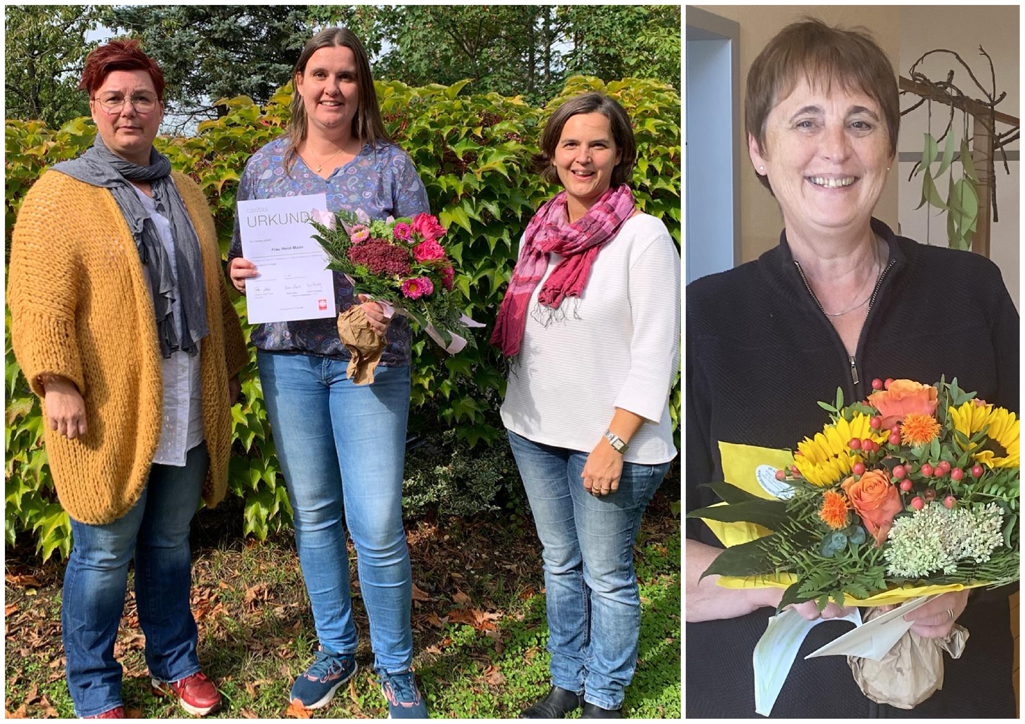  Jubiläen in den KiTas: (r) Frau Gläser, Heidi Mann, Katharina Porth; Bild: © Stefanie Pechan. (l) Regina Rachor-Blum; Bild: © Katharina Porth